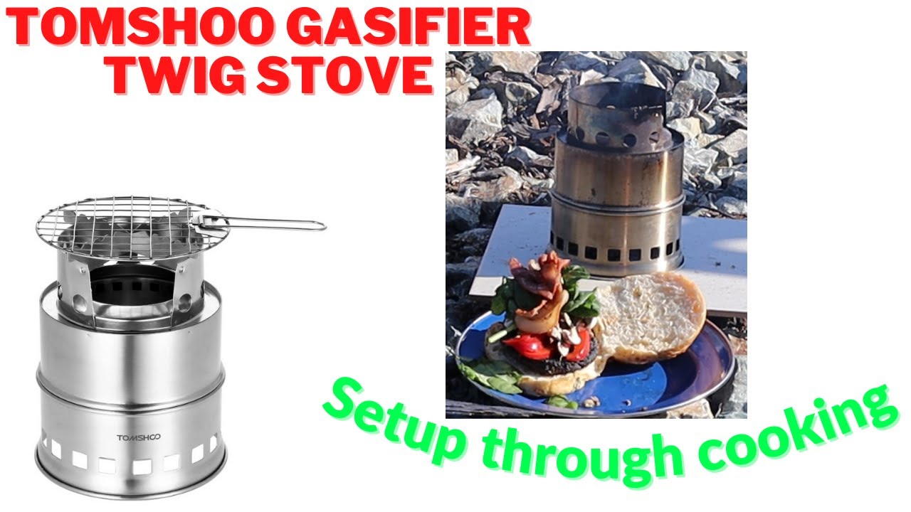 Tomshoo Gasifier Twig Stove — начальная установка, освещение, приготовление пищи и упаковка.