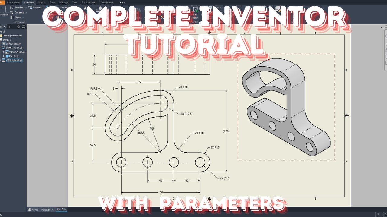 Complete Inventor Video with Parameters #autocad #inventor #solidworks
