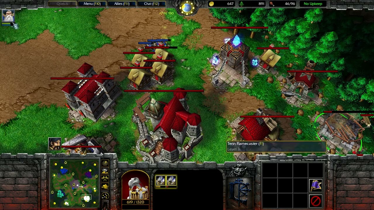 1 (Human) vs 3 Insane Computer AI (All Undead) | Warcraft 3 Frozen Throne
