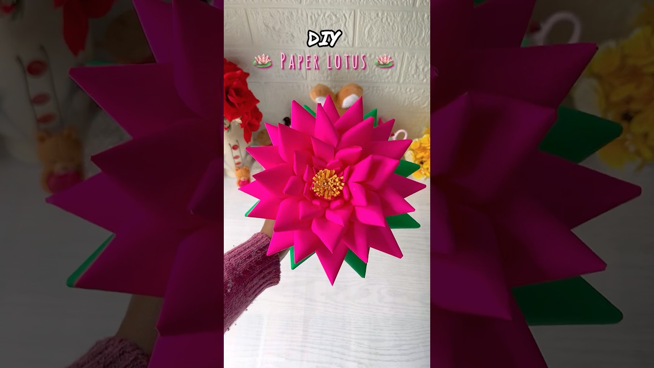 DIY lotus making with paper🪷 #shorts #diy #papercraft #paperflower #lotus #viralvideo #flowers