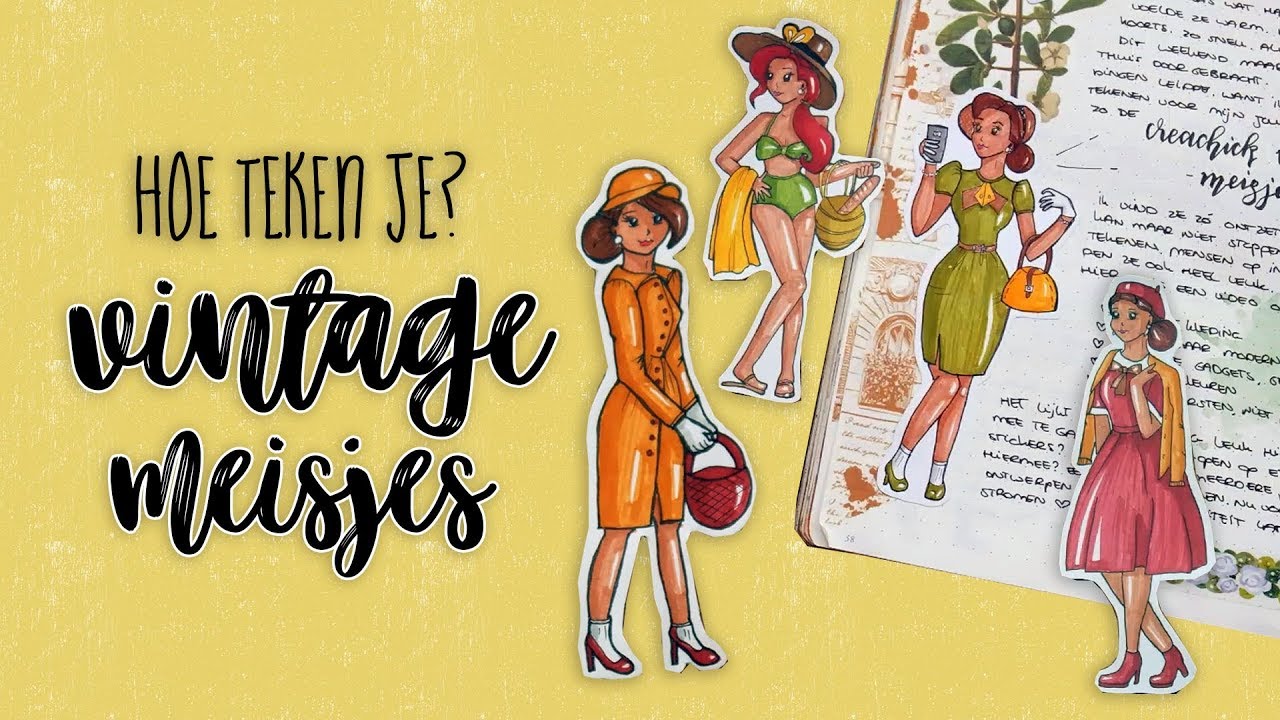 CreaChicks Vintage Meisjes leren tekenen - uitleg Nederlands - Draw With Me | CreaChick