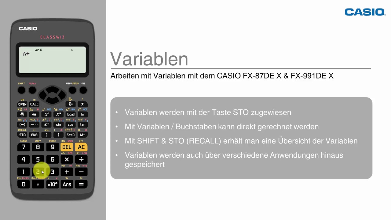 FX-87DE X & FX-991DE X - Variablen