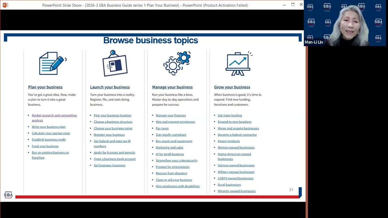 WEBINAR: SBA Business Guide series I &ldquo;Plan Your Business&rdquo;