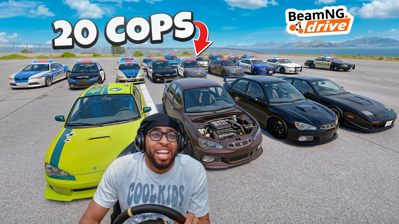 20 COPS VS. 4 RUNNERS IN BEAMNG.DRIVE