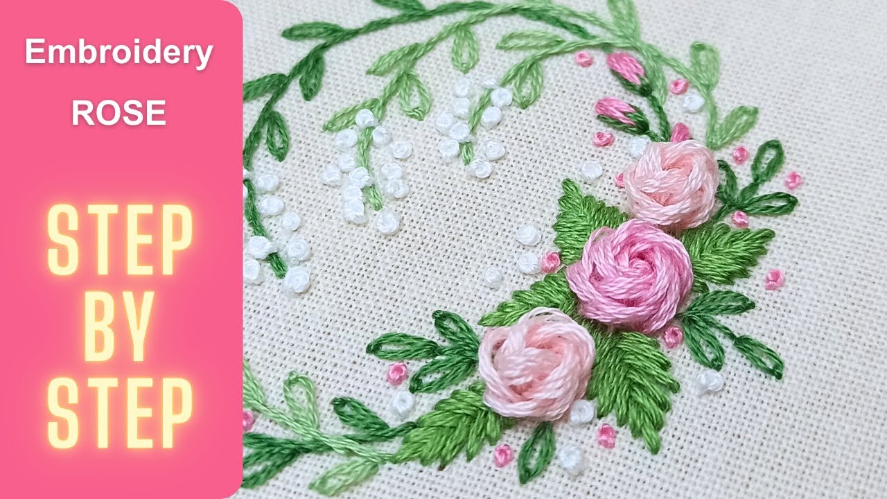 Embroidering a Charming Medium-Sized Rose | Single-Color Technique
