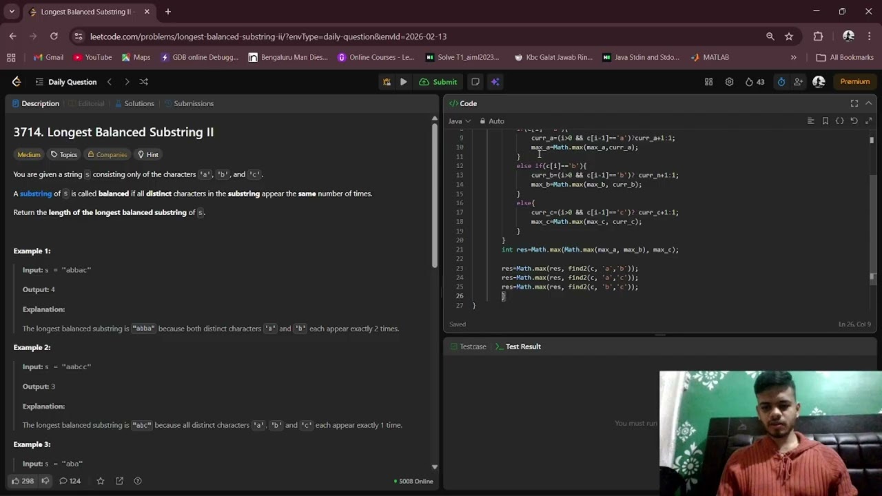🔥 LeetCode 3714 | Longest Balanced Substring II (13-02-2026) | Easy Explanation