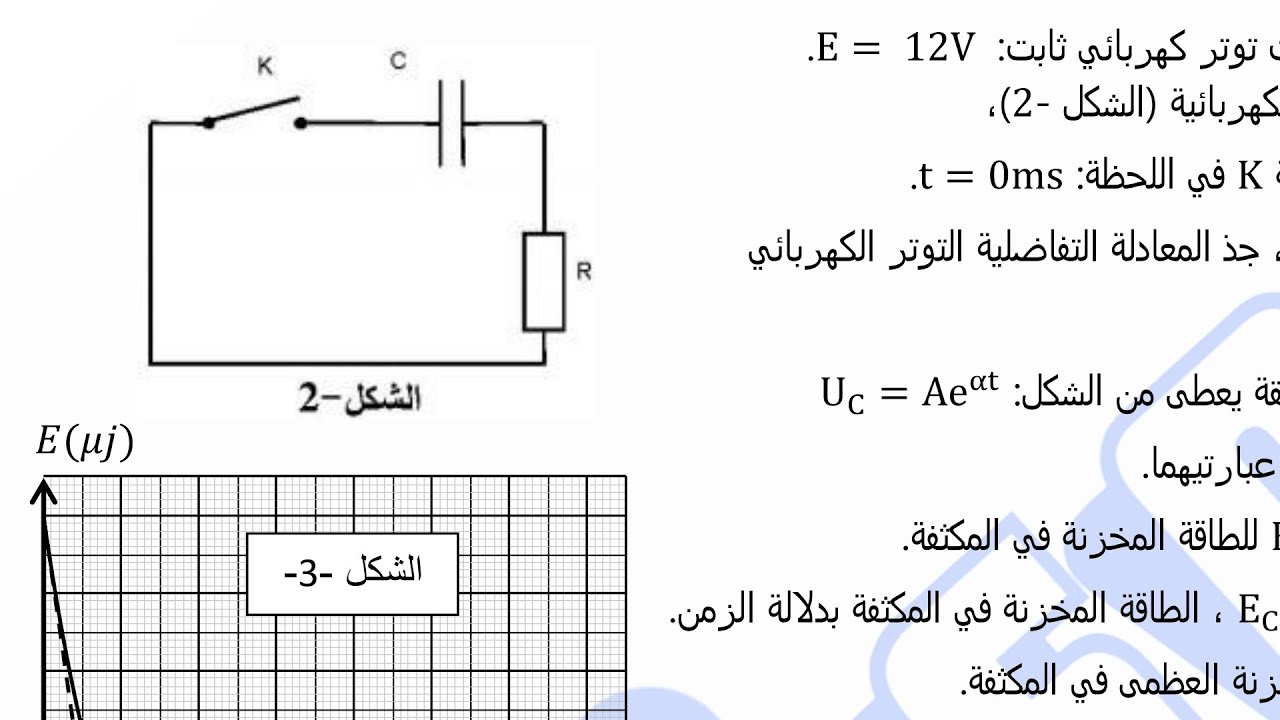 تمرين بكالوريا 2013 ( ر + تر ) #الظواهر_الكهربائية(#RC )#بكالوريا2023 (الطاقة المخزنة في المكثفة)