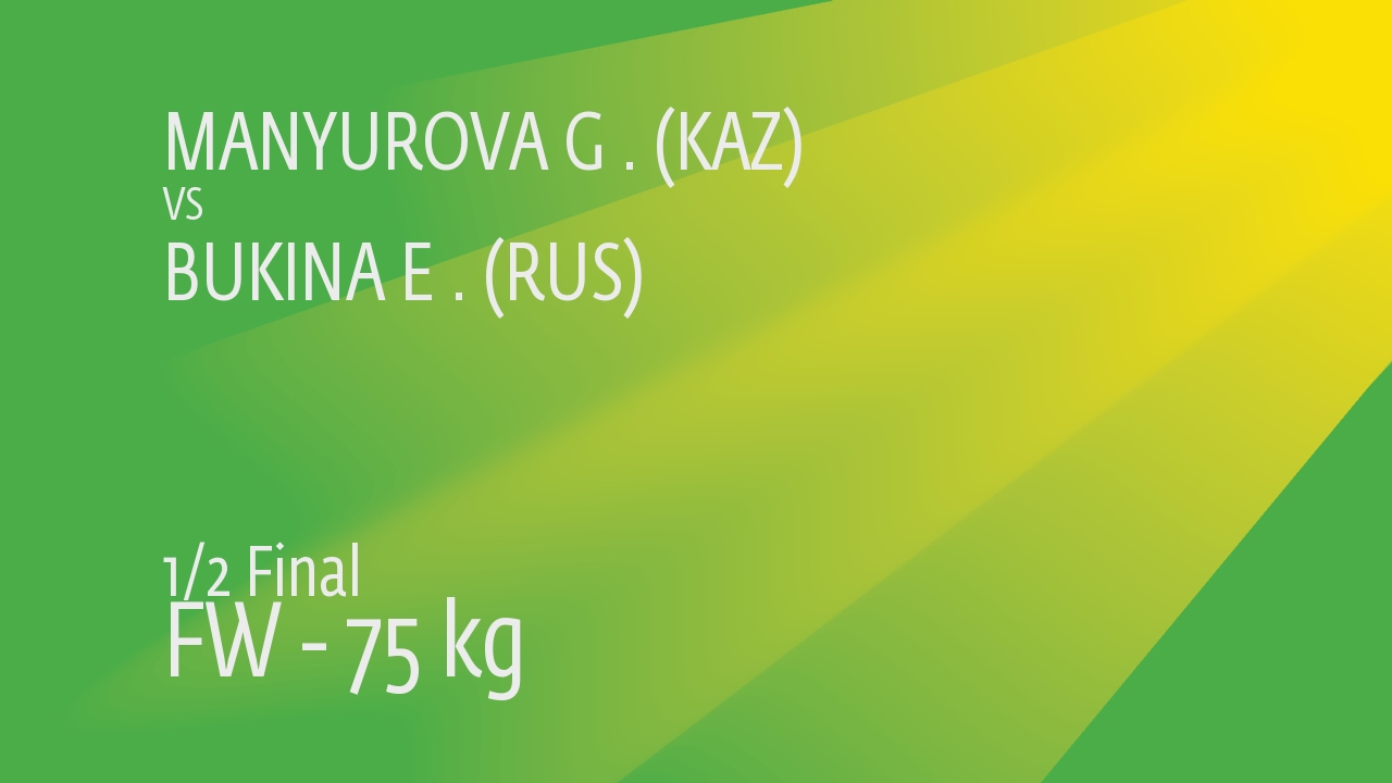 1/2 FW - 75 kg: G. MANYUROVA (KAZ) df. E. BUKINA (RUS) by FALL, 6-8