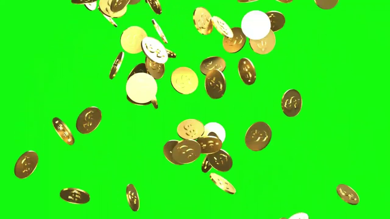 Falling Dollar Gold Coins On Green Screen | 4k Green Screen Background | No Copyright