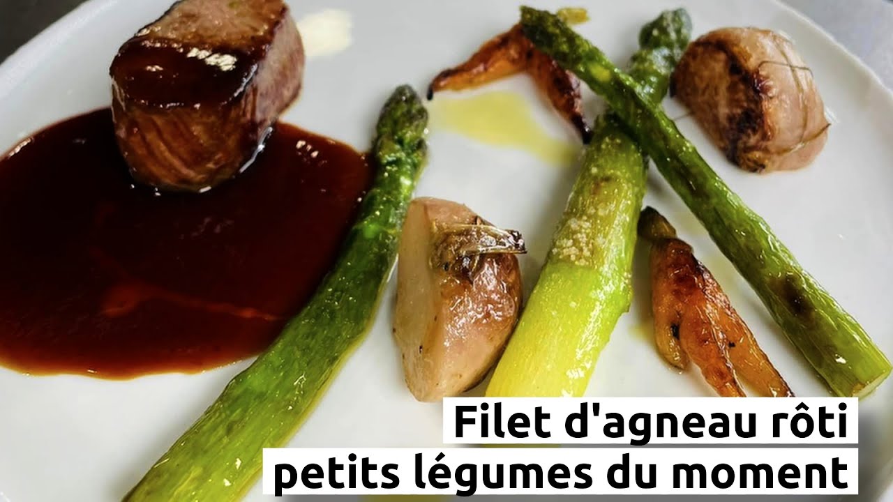 Filet d'agneau rôti et petits légumes du moment