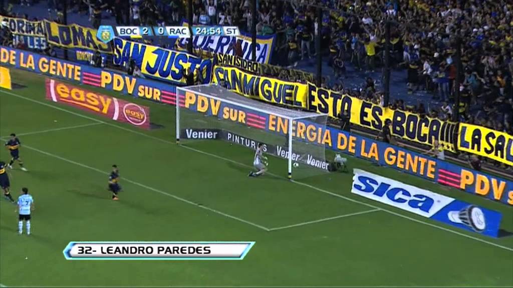 Gol Paredes. Boca 3 Racing 0. Torneo Inicial 2012. Fecha 17. F&uacute;tbol para Todos.