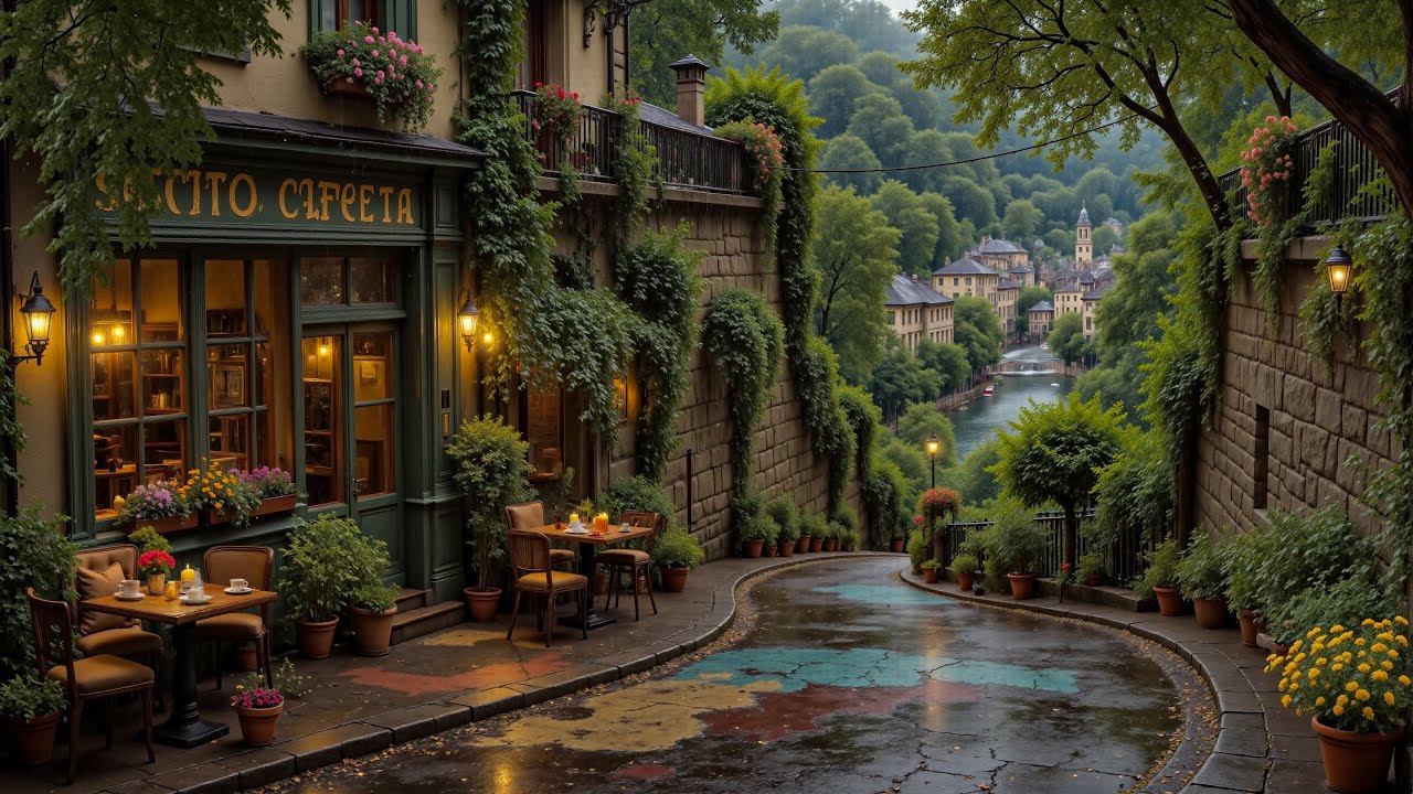 Old Italian Coffee Shop | Gentle Rain & Sweet Jazz Music to Calm Your Mind or Deep Focus