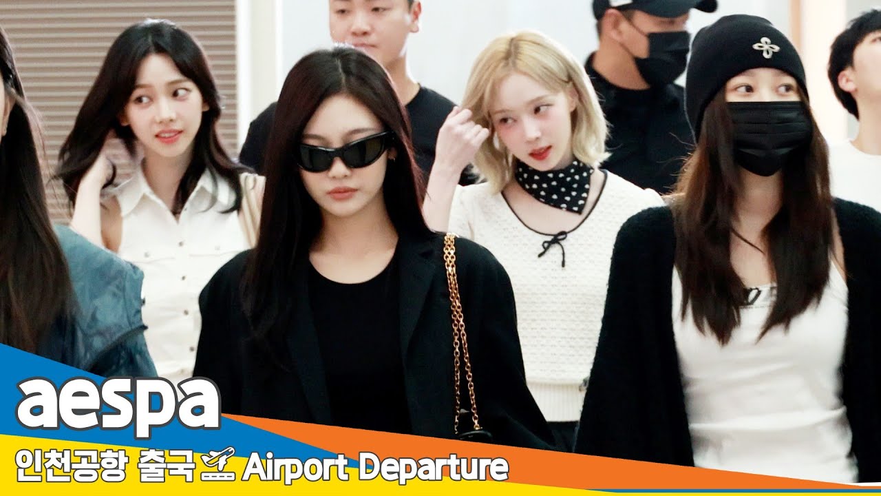 [4K] 에스파, '블랙&화이트' 공항패션 오늘 통하는가?! (출국)✈️aespa Airport Departure 2024.8.8 Newsen