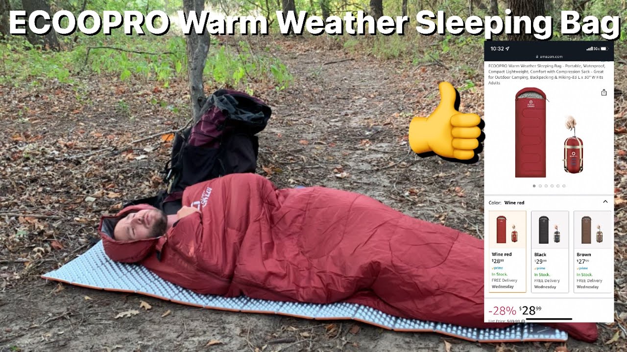 ECOOPRO Warm Weather Sleeping Bag - Amazon sleeping bag review