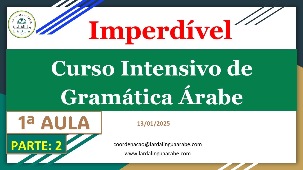 Gramática Árabe. Aula 1 (Parte 2/2)