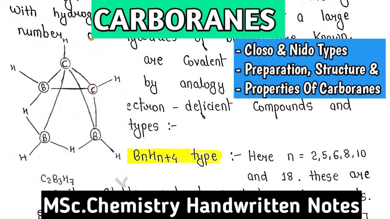CARBORANES | Closo & Nido Types | Preparation, Properties & Structure of Carboranes | #mscnotes