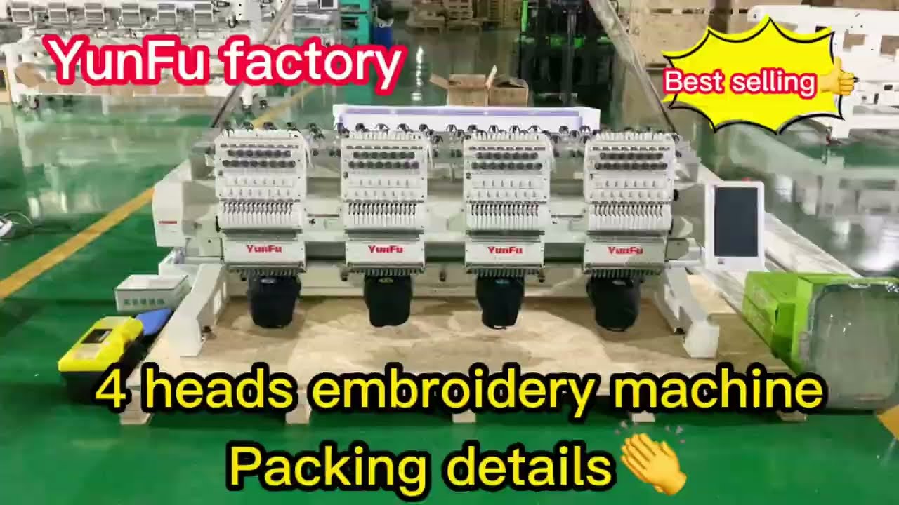 YunFu 4 heads embroidery machine packing details, all accessories free!