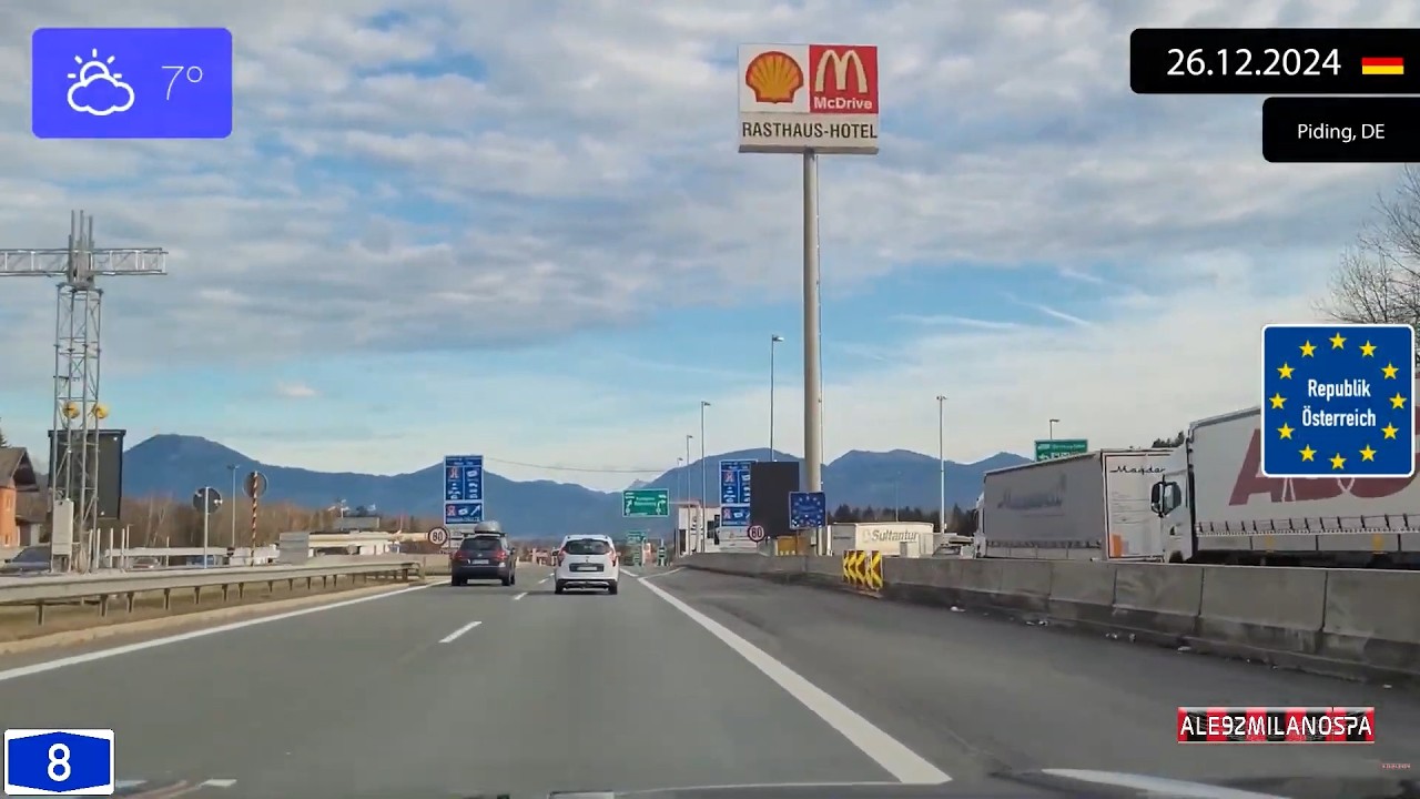 Driving from München (Germany) to Salzburg (Austria) 26.12.2024 Timelapse x4