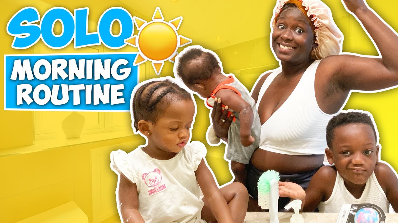 My New Morning Routine *Solo With 3 Kids*
