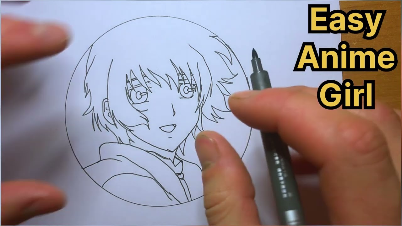 Easy anime drawing / How to draw anime Girl step by step / Easy circle drawing for beginners