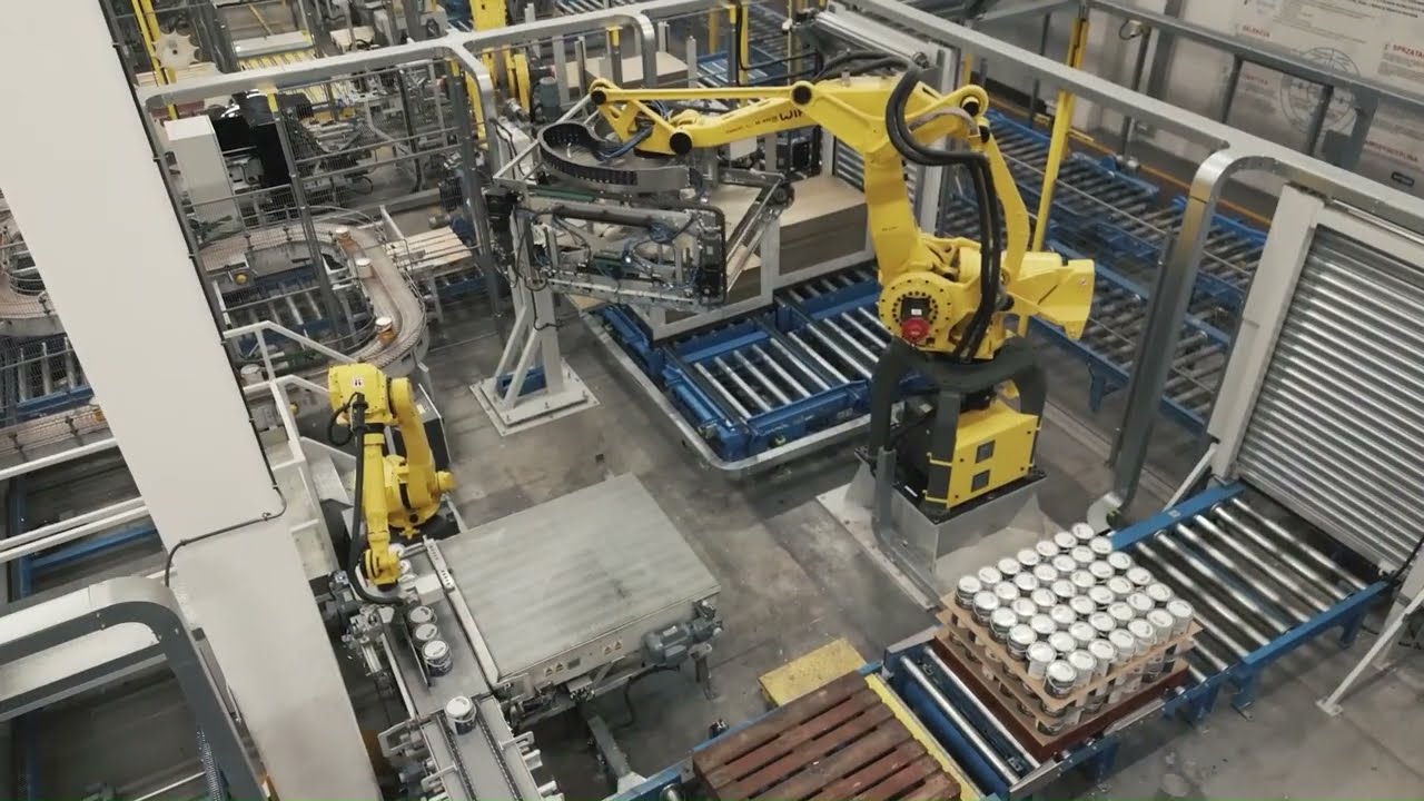 Fanuc Robot Arm Palletizing Bundled Cans and Buckets with Slip Sheets | www.ProPac.com