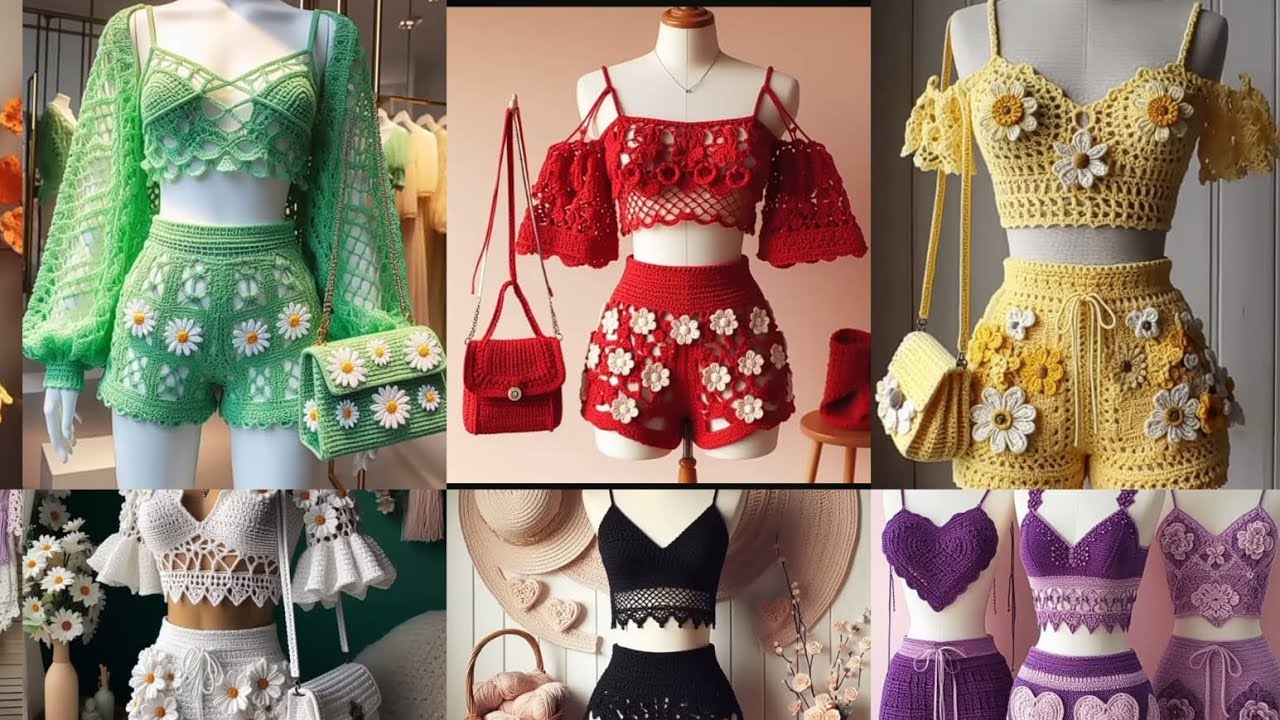 Beautiful Crochet shorts & knitted blouse  #crocheting #crochet #handmade #crochetaddict #amigurumi