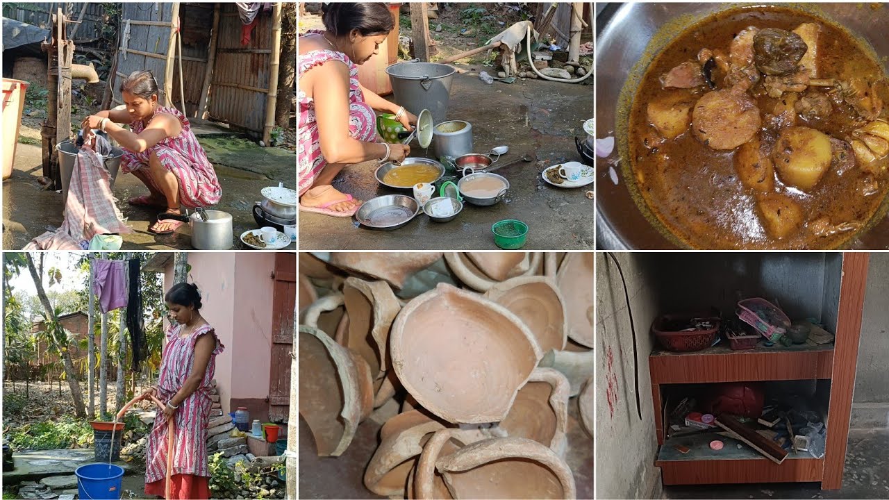 आज दोपहर के खाने में मैंने देसी स्टाइल चिकन बनाया, village lifestyle | village cooking vlog videos