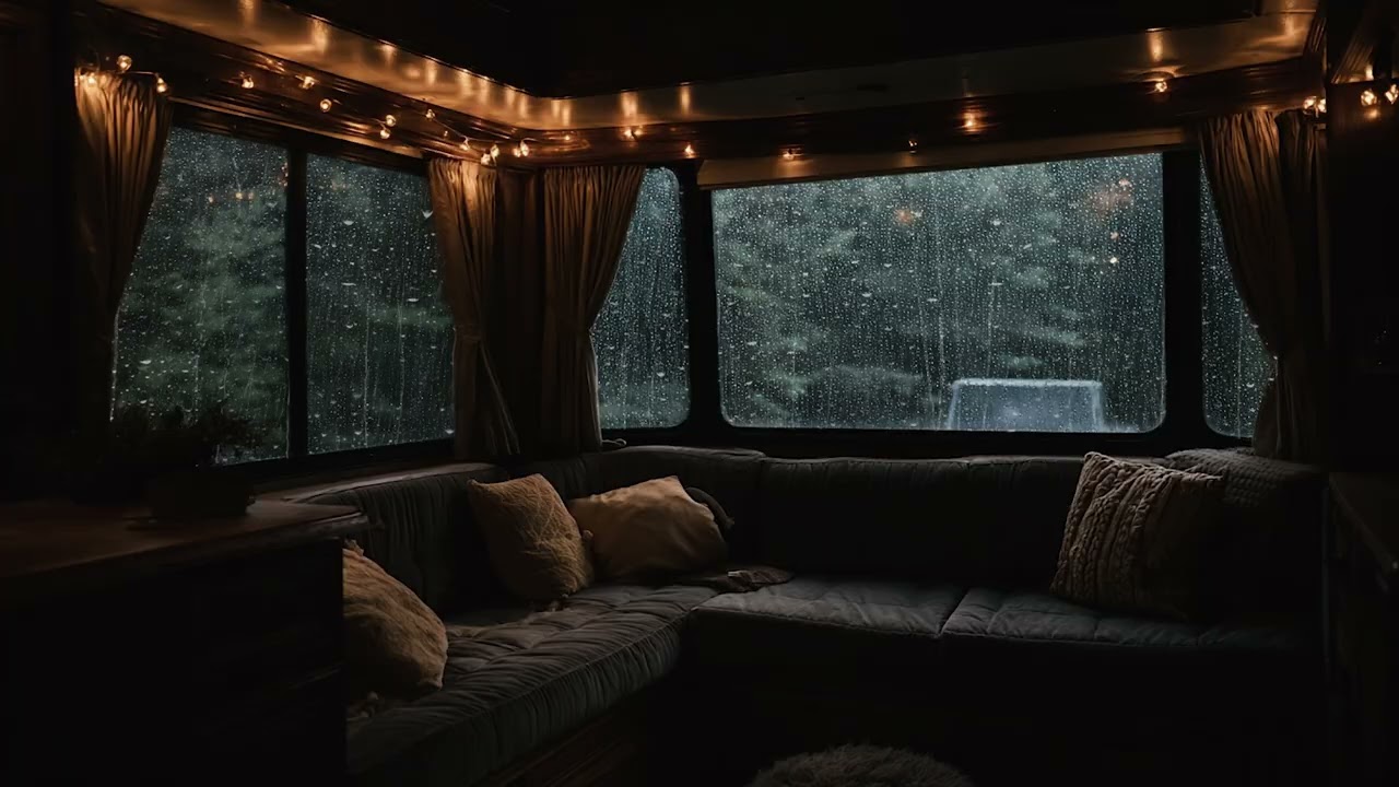 Night Rain Outside the Camper Van 🌧️ Calm Cozy RV Sounds for Sleep & Relaxation