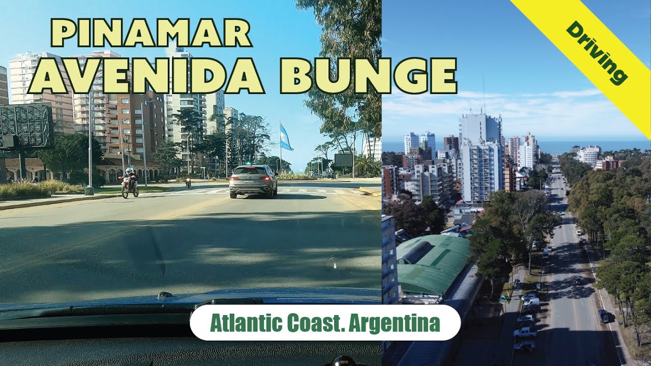Driving Jorge Bunge Avenue up to the beach in Pinamar. Atlantic Coast. Argentina. (4K).