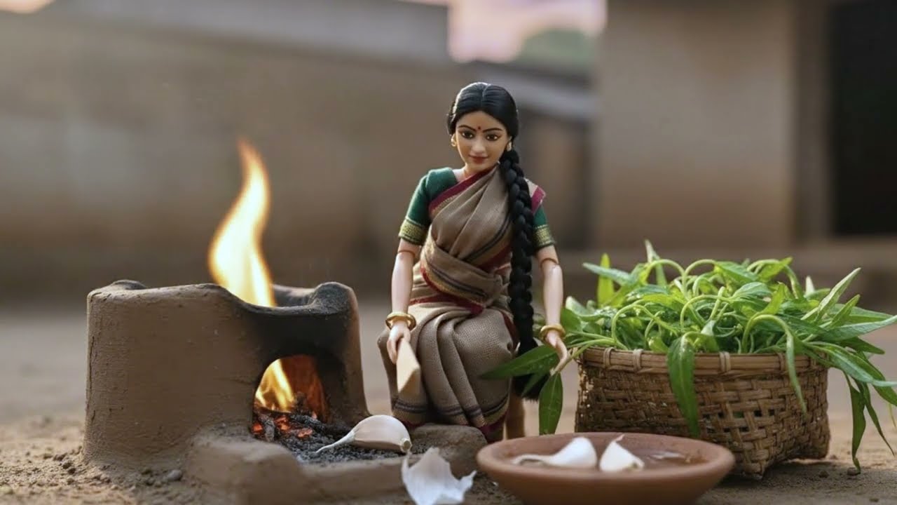 (A Small Doll) A Day in an Indian Village: Weaving Baskets, Fishing, Frying Fresh Fish ASMR