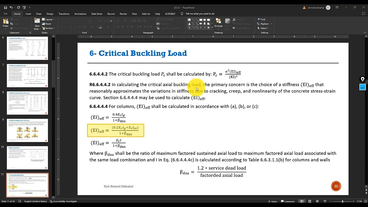 Difference between Critical Buckling load (Euler Load) and Ultimate Load of columns