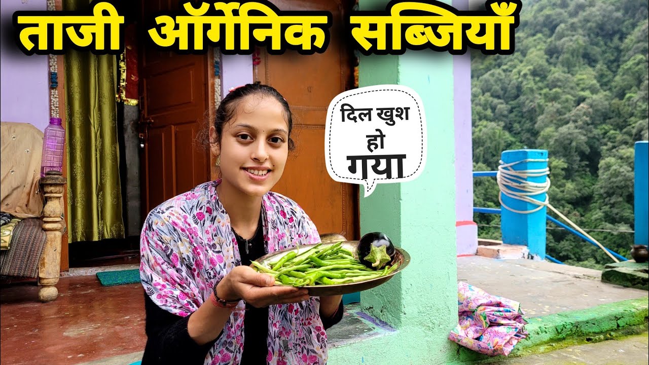 किचन गार्डन की ताजी ऑर्गेनिक सब्जियाँ तोड़कर बनाई स्वादिष्ट सब्जी 😋 ||Monika Kedarghati Vlogger ||