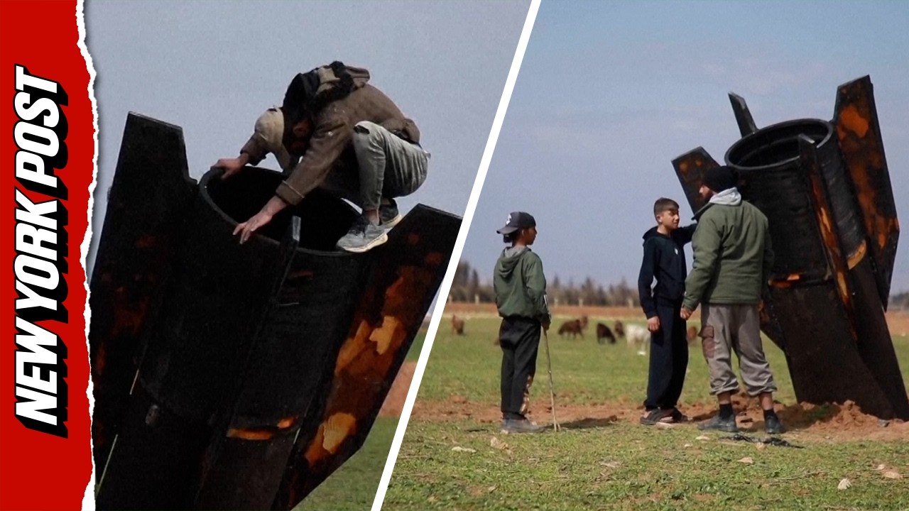 Syrian Villagers CLIMB Unexploded Iranian Missile That Landed in Sheep Meadow