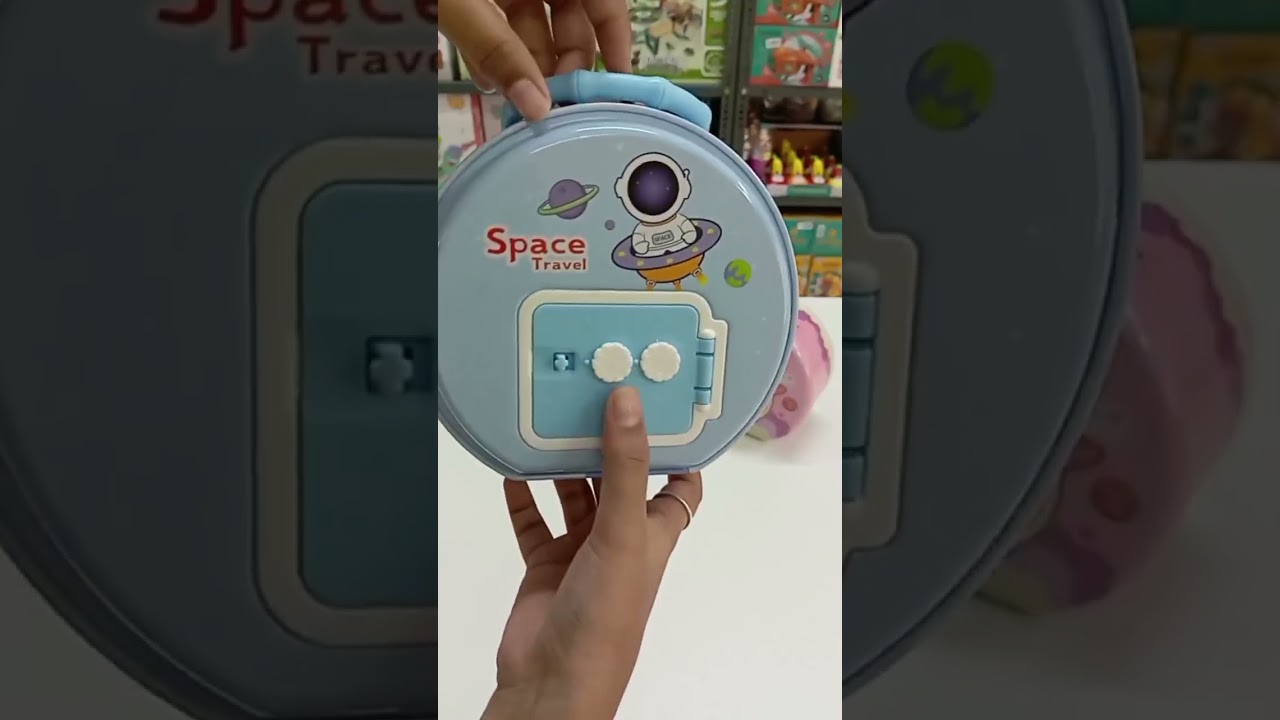 Space Coin Box Money Saving Coin Bank with Key & Lock for Kids