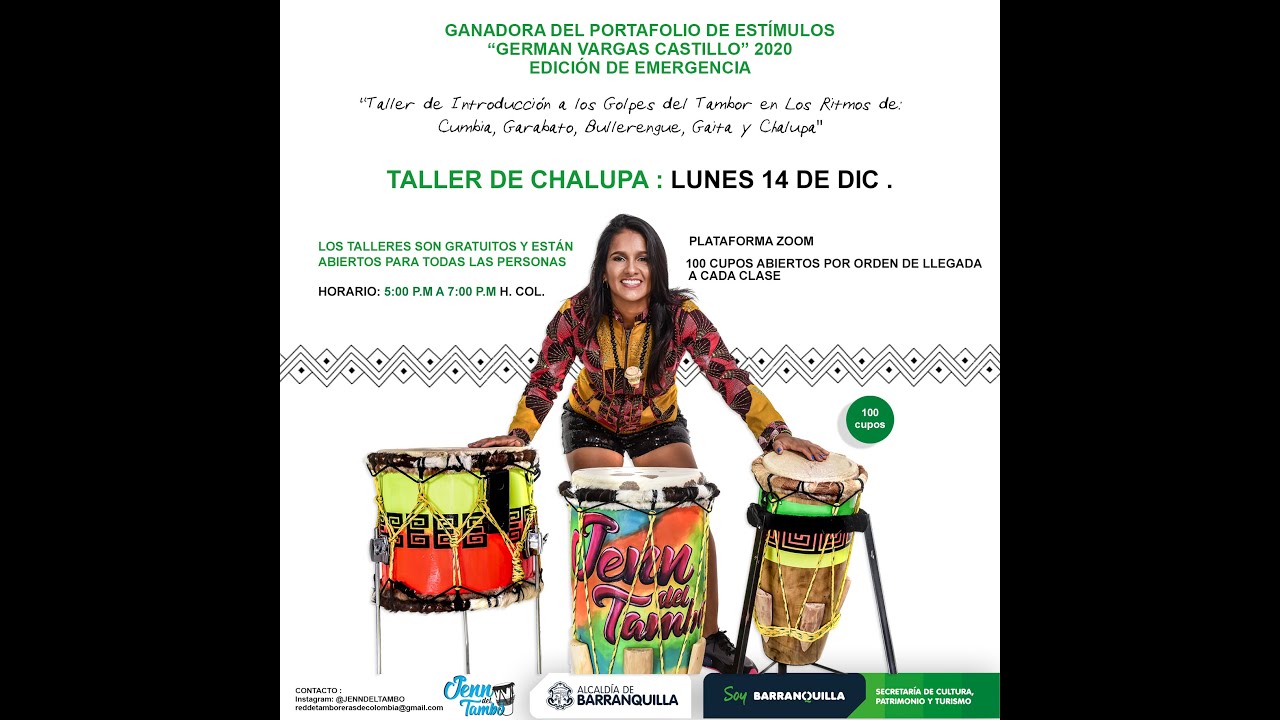 CHALUPA TALLER DE TAMBORES / JENN DEL TAMBÓ / PORTAFOLIO DE ESTIMULOS GERMAN VARGAS  2020