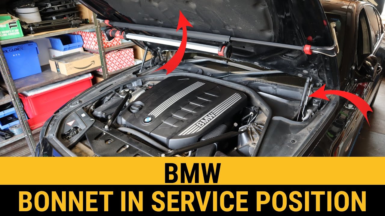 How to lift front bonnet/hood in service position to remove engine BMW F10 F11 E65 F01 F02 G11 G12