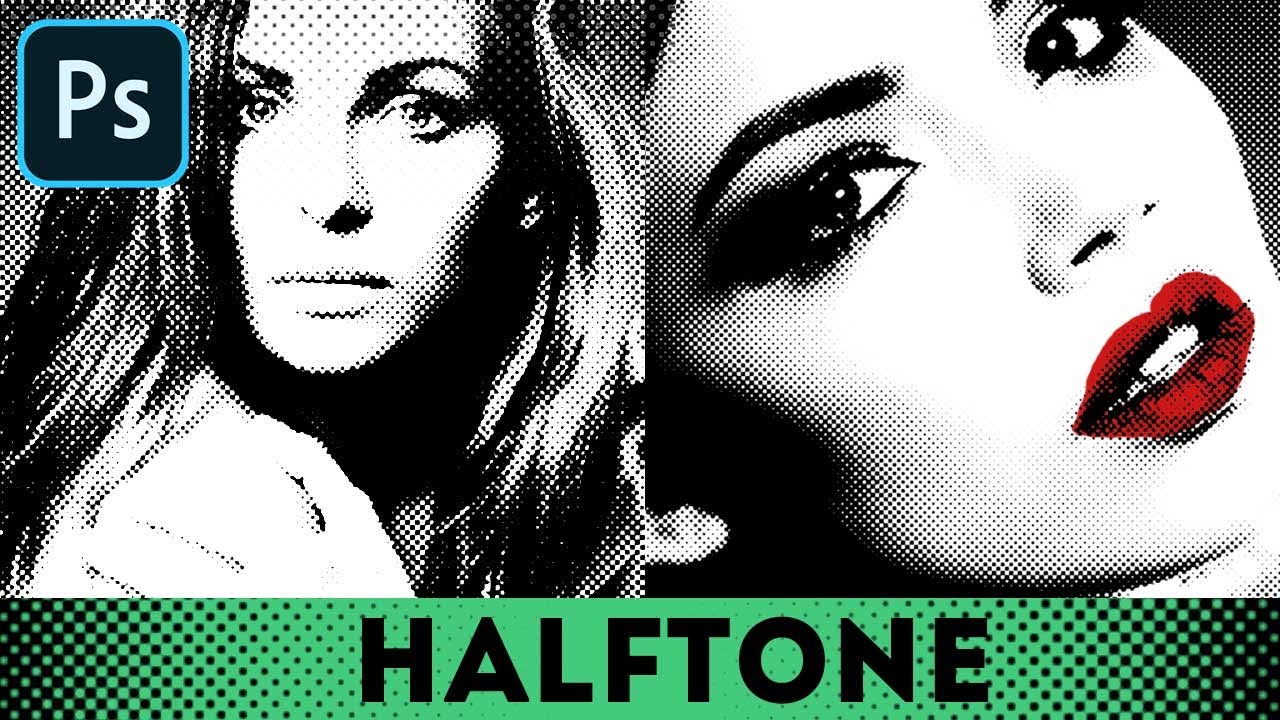 Halftone Effect in Photoshop: ➊Halftone Filter ➋Halftone Screen ➌Color Halftone  ⊕Halftone Texture