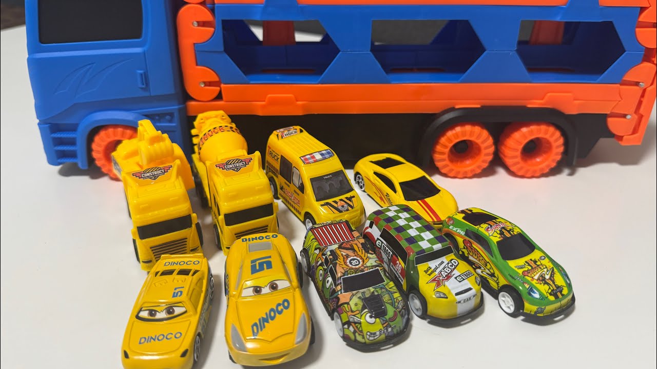 Big Toy Truck Carrying 9 Cars 🚛 | ASMR Satisfying Touch & Sounds