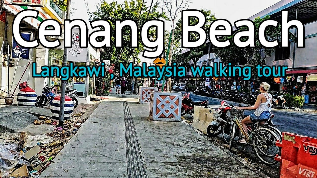 Main Street of Pantai Cenang , Langkawi walking tour [60FPS]