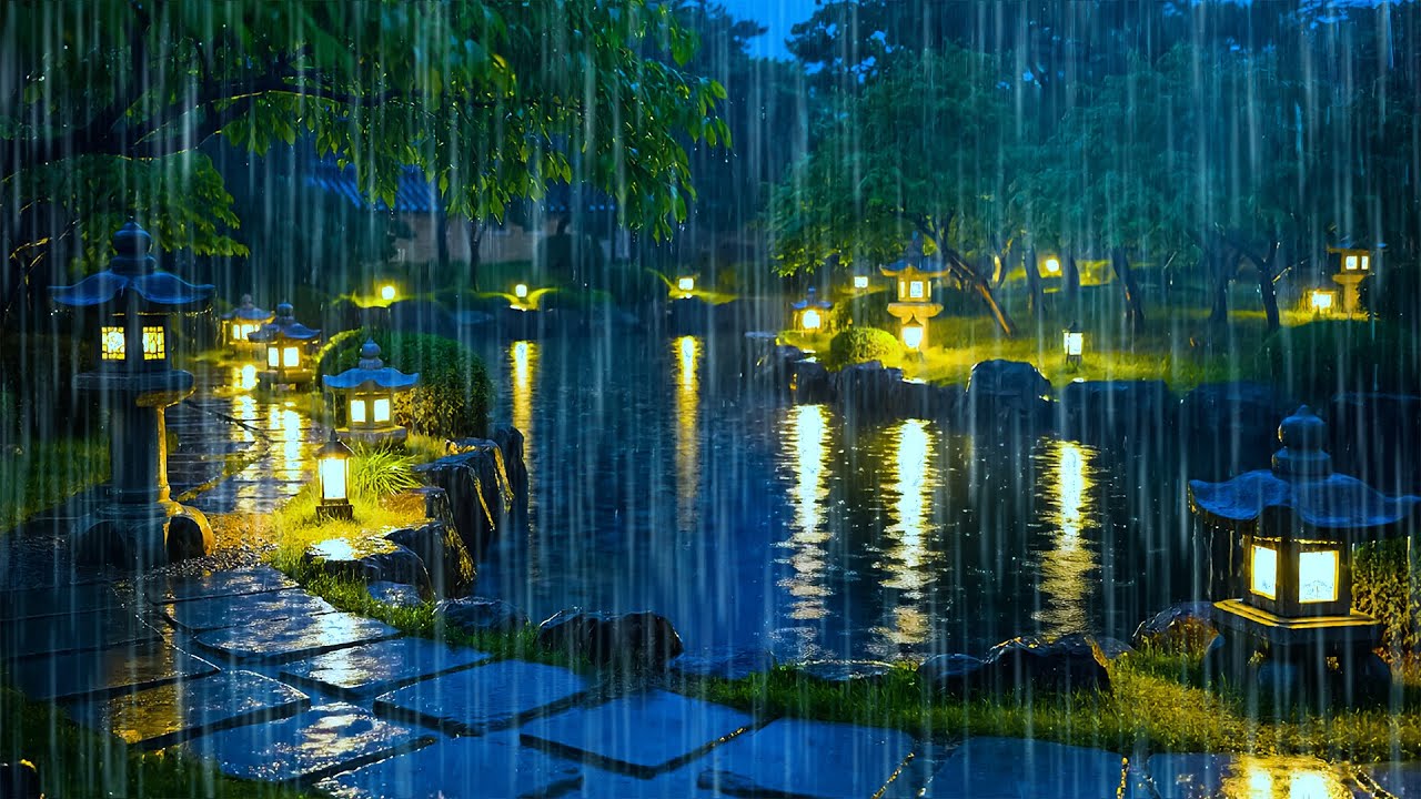 Relaxing Rain Sounds on a Peaceful Garden Pond – ASMR White Noise for Meditation & Deep Sleep