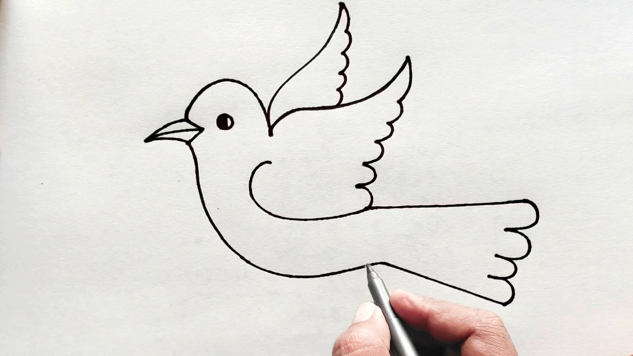 How to draw Bird with Flag | Freedom Bird Drawing for beginners