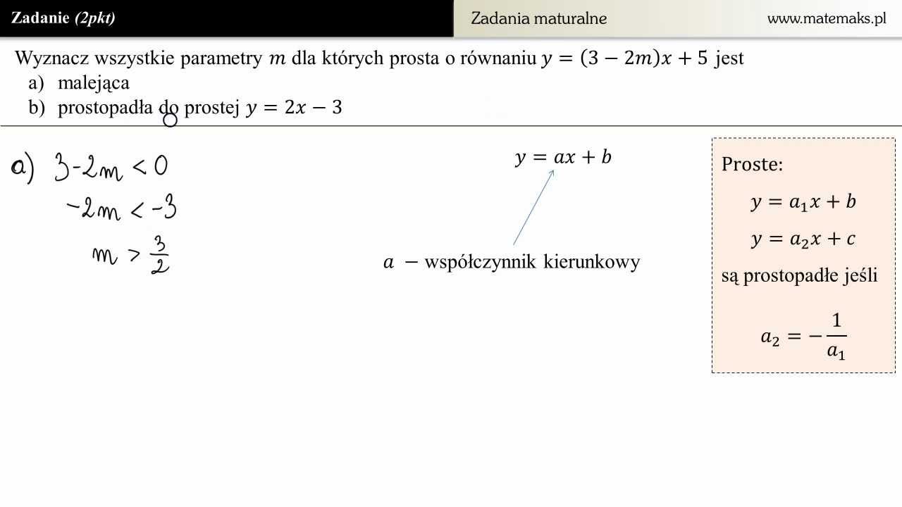 Zadanie maturalne - r&oacute;wnanie prostej z parametrem