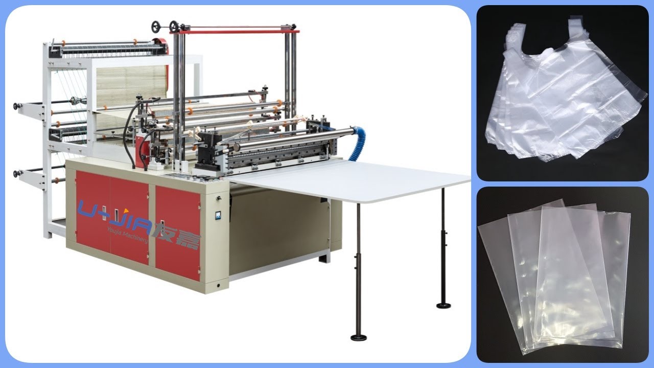 4 lines Heat Sealing & Cold Cutting T-shirt Bag and Flat Bag Making Machine With Table