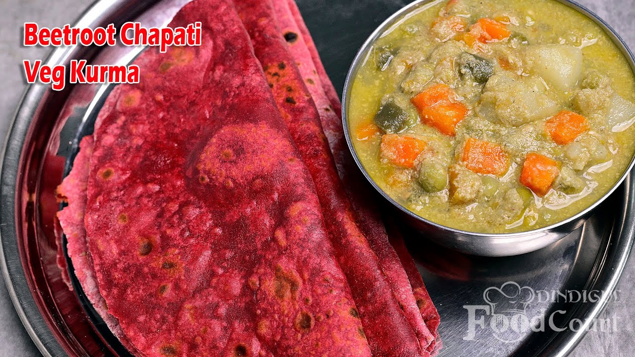  Veg Kurma and Beetroot Chapati/ Breakfast Recipe/ White Kurma