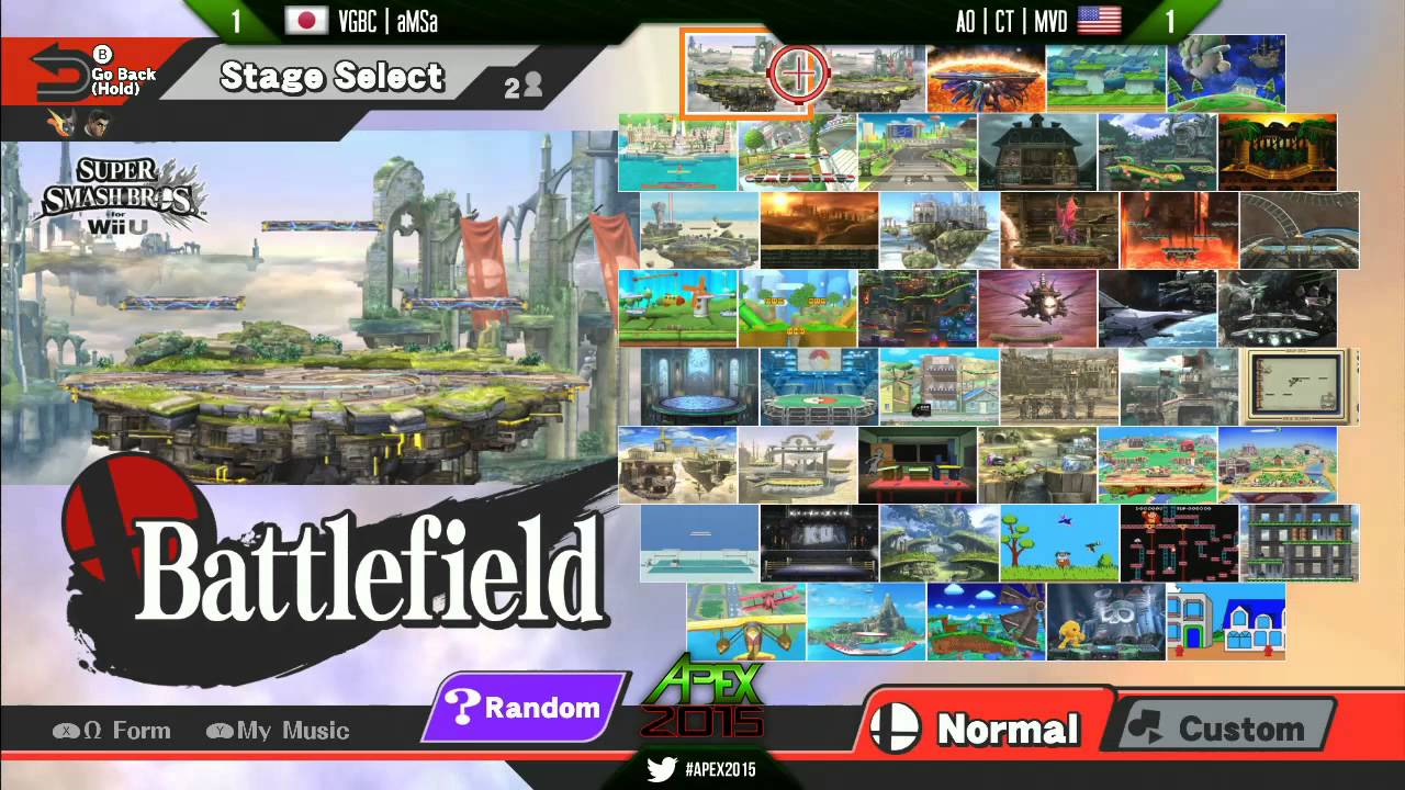 Apex 2015 - SSB4 - Top 16 - aMSa (Greninja) v MVD (Duck Hunt; Lil' Mac) / 6WX (Sonic) v Nakat (Fox)