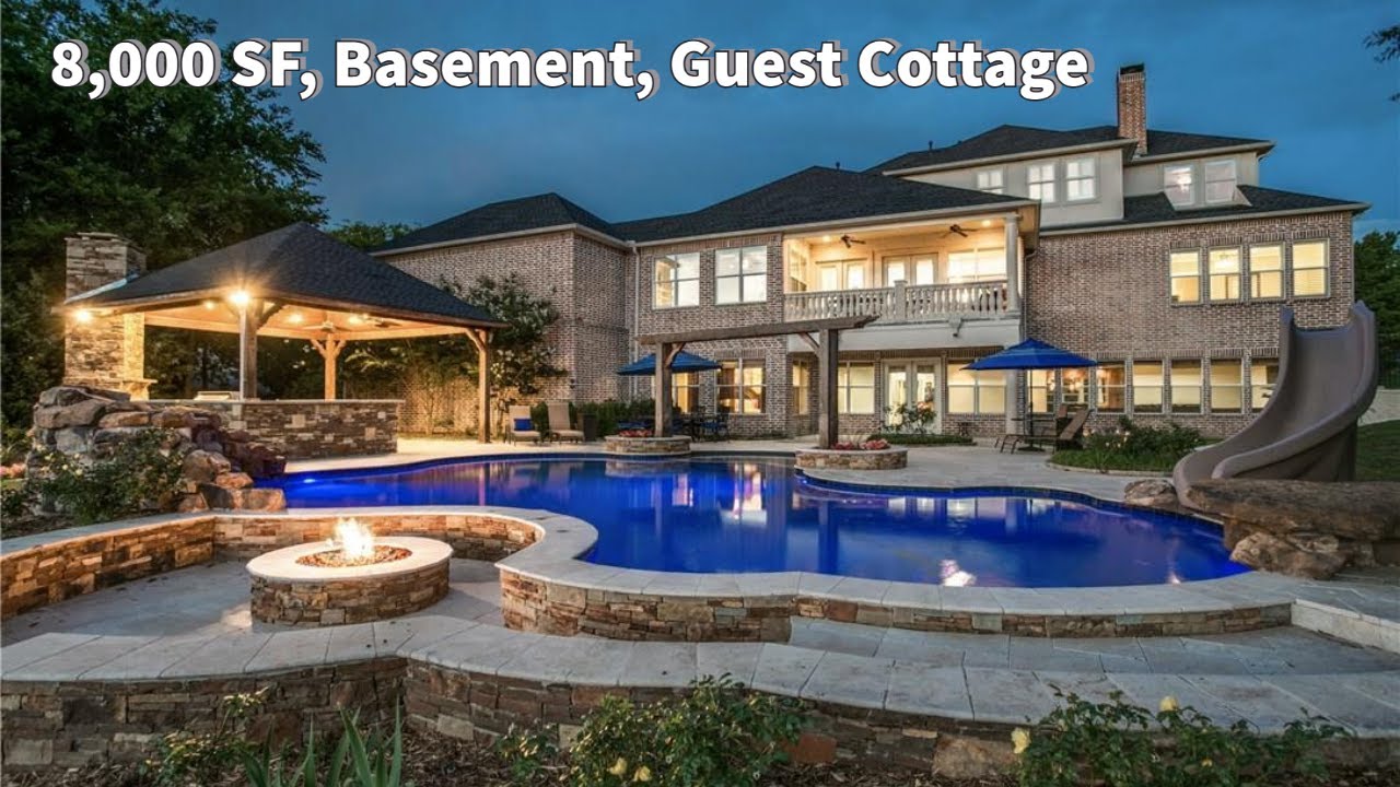 8,000 SF, 2-Acre Creek Lot, Separate Guest Cottage, Basement, Dumbwaiter, NE of Dallas Home For Sale