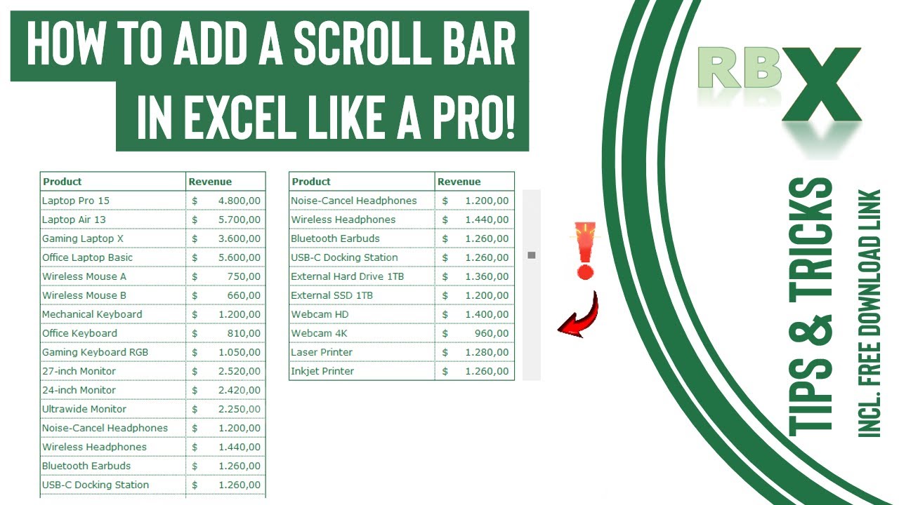 Как профессионально добавить полосу прокрутки в Excel!
