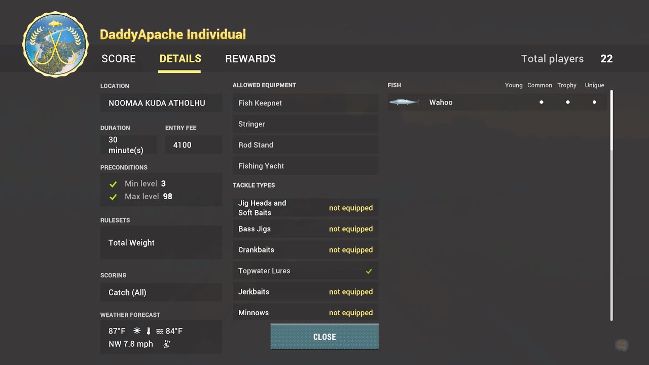 [Uncut] Wahoo Total Weight Competition | Fishing Planet Maldives