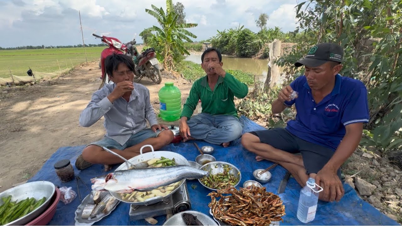 Lẩu Khóm Cá Leo Giữa Đồng Ăn Mừng Anh Toàn Nông Dân Nét Quê Sửa Lại Máy | Mưu sinh miền quê #575