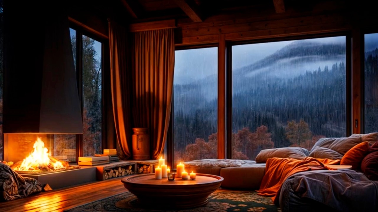 Fireplace & Gentle Rain Sounds (2 Hours) 🔥🌧️ | Deep Sleep & Relaxation